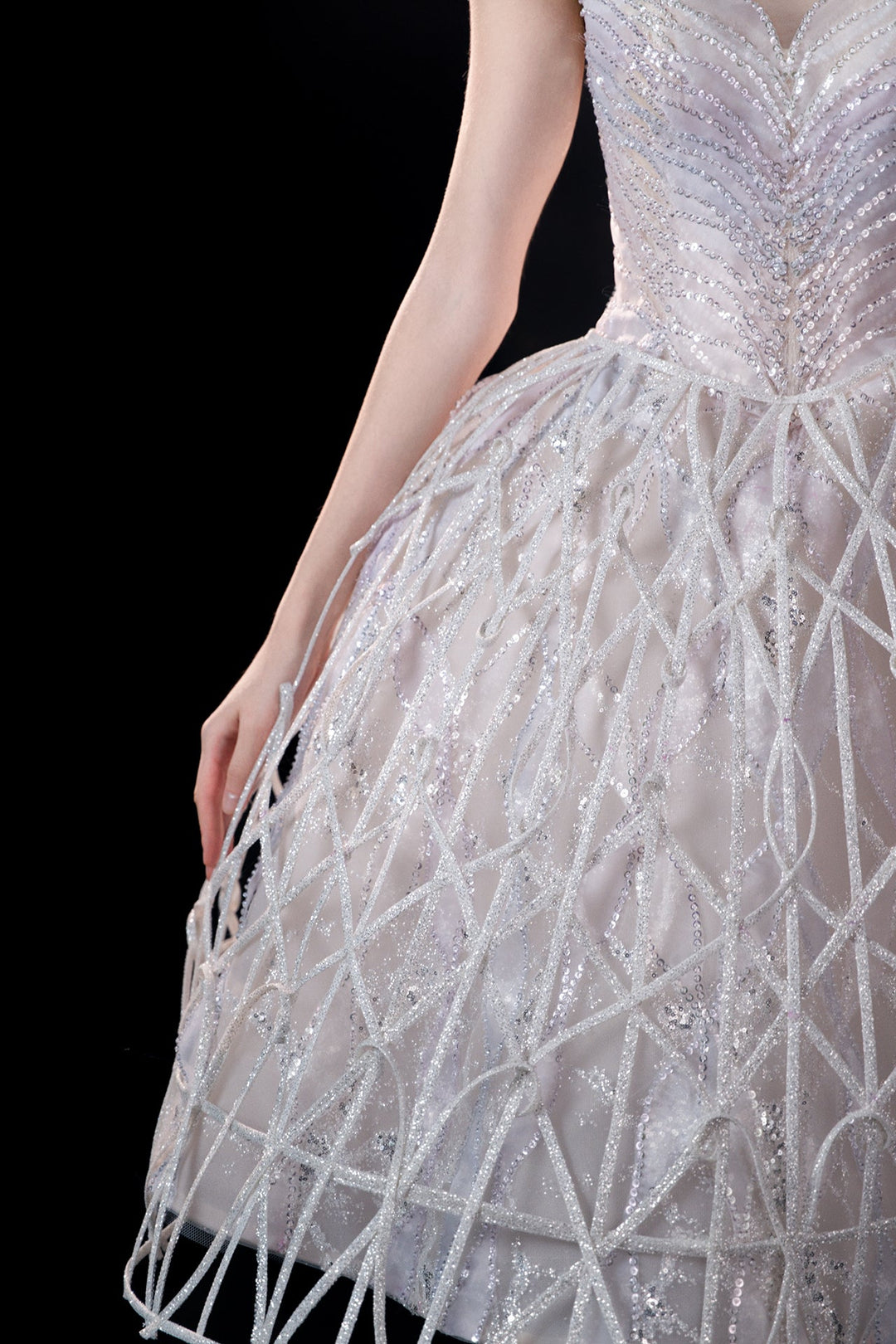 Strapless A-Line Dress with Beaded Bodice - FOSTANI.com