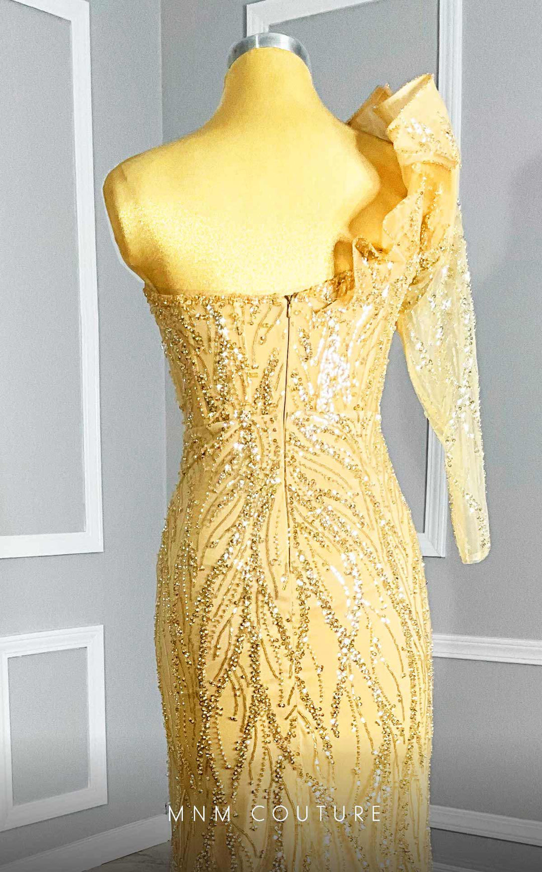 MNM Couture M1114 : Embroidered Asymmetrical Couture Tulle Gown - FOSTANI.com