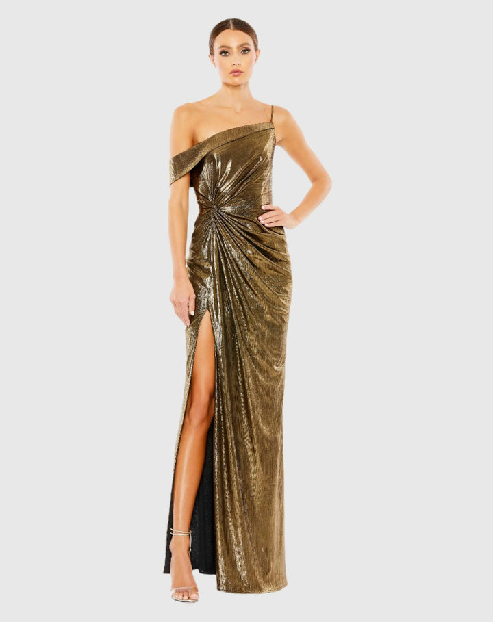 Mac Duggal 26728 Metallic Off The Shoulder Gown
