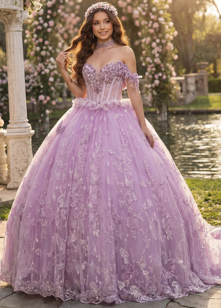 Jovani Q48441 Ball Gown with Off Shoulder Corset