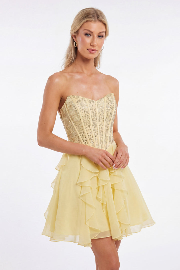 Portia & Scarlett XO217 corset cascading ruffle homecoming dress additional view 3