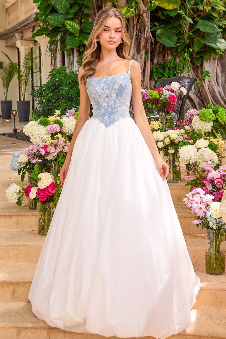 Ava Presley 42519 lace corset tulle ball gown front view