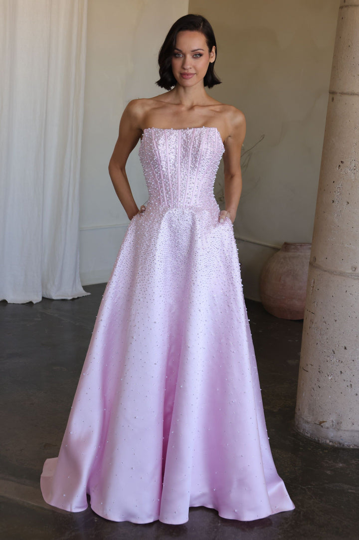 Ava Presley 47283 - New Corset Mikado and Pearl Ballgown - FOSTANI.com