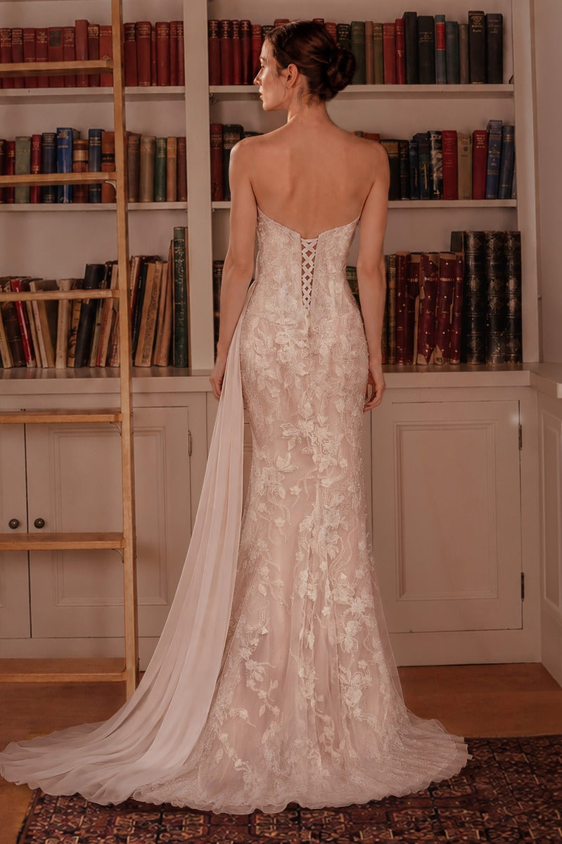 Ladivine CB168W bridal gown back view