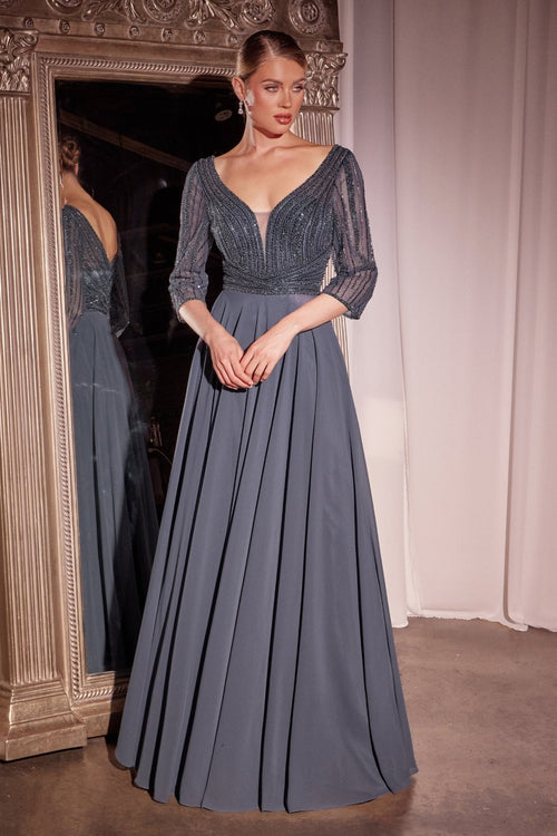 Ladivine CC446 Long Sleeve Beaded Mother of the Bride Dress