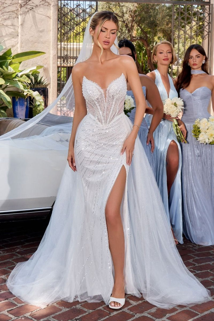 Ladivine CC492W Plunging Sweetheart Strapless Corset Dress