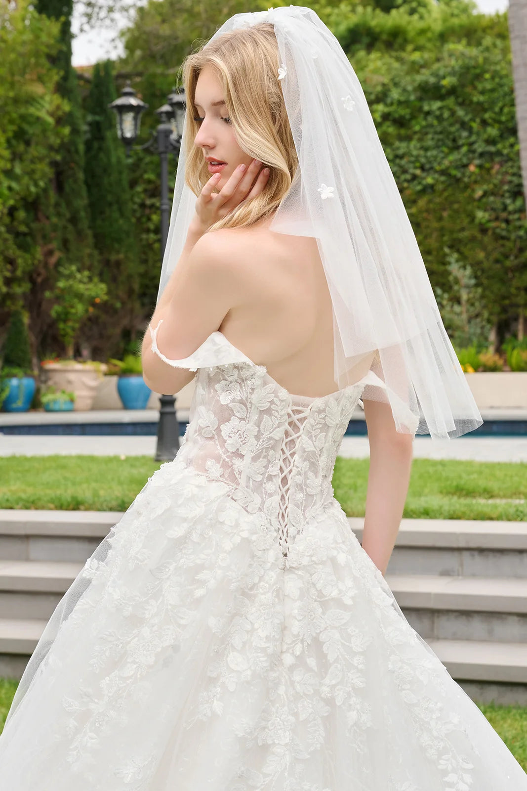 GLS Collective GL3839 corset lacing back detail with veil