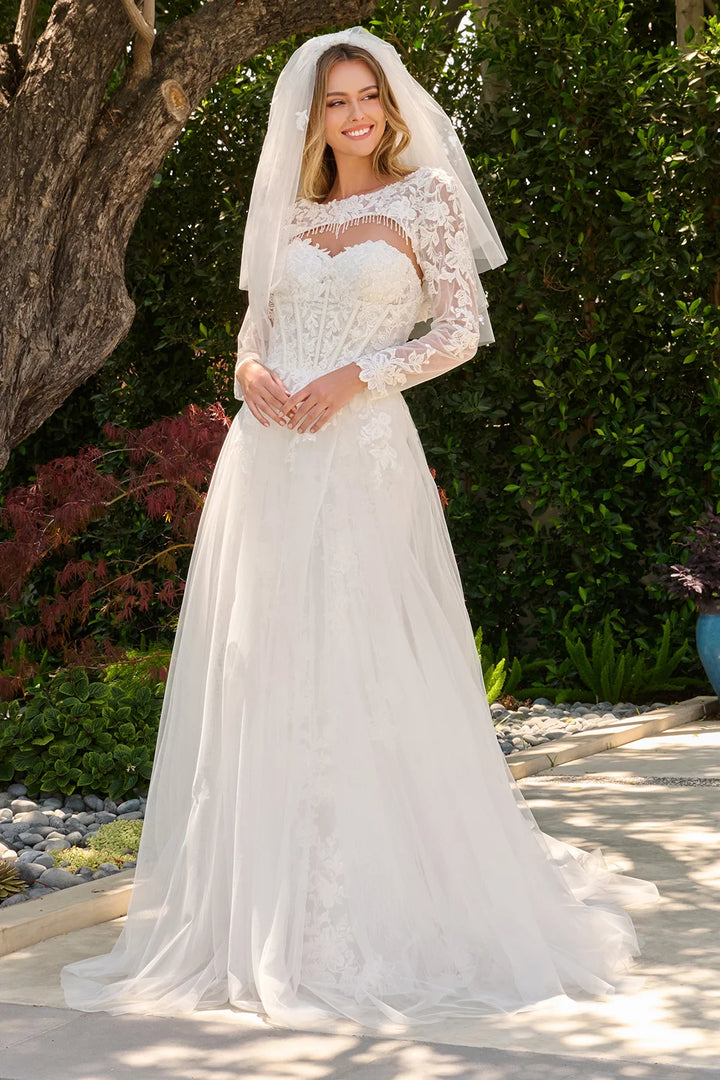 GLS Collective GL3842 two-in-one wedding dress with underbust overlay, front view