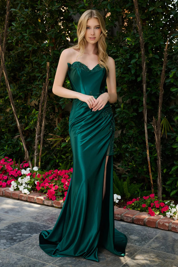 GLS Collective GL3853 strapless sweetheart fitted gown, front view