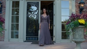 Marsoni by Colors M237 V-Neck 3/4 Sleeve Ruched Mother of the Bride Dress