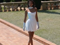 Amoris T740W Draped Chiffon Sleeveless Structured Fit-and-Flare Dress