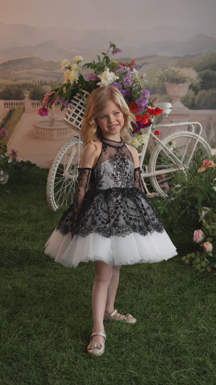 Pentelei 3940 Sequin Lace Off-Shoulder Dress Kids Dress