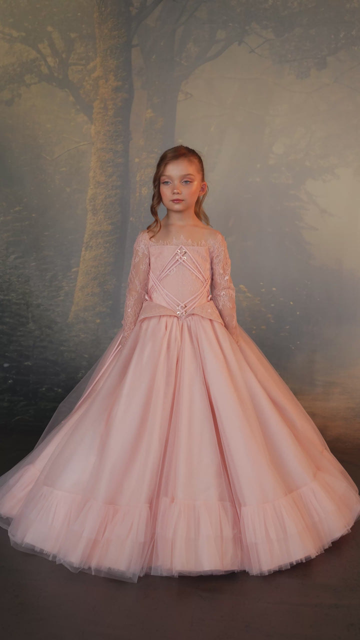 Pentelei 3931 Corset Lace-Up Ball Gown Kids Dress