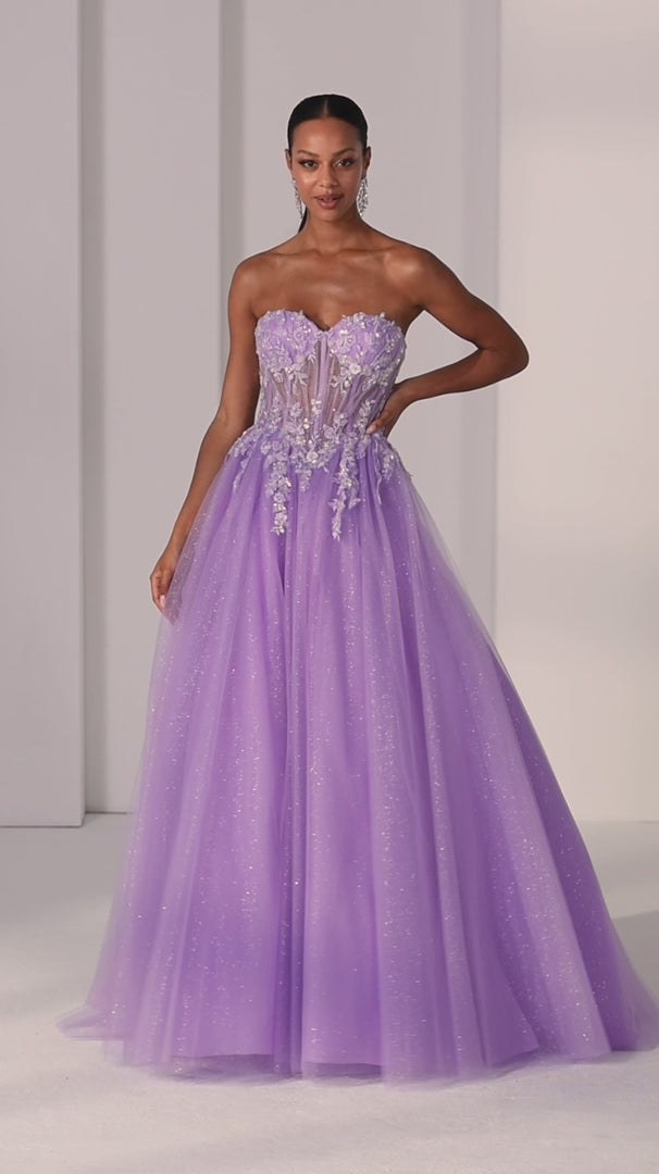 MORILEE 49225 Glitter Tulle A-Line Prom Dress 2026