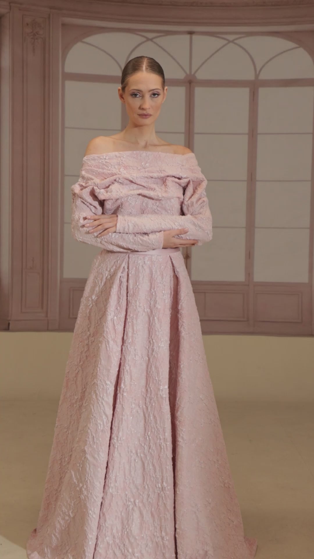 Reverie Couture FW270 Off-the-Shoulder Jacquard Dress