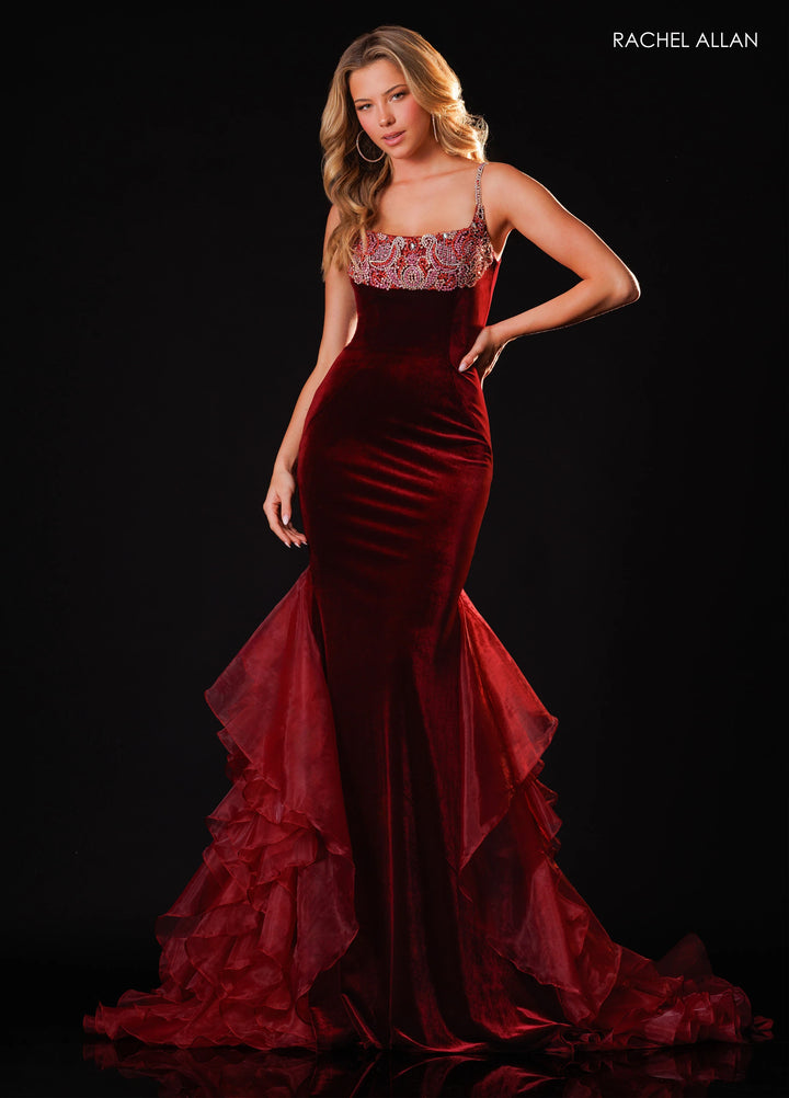 Rachel Allan 50421 Scoop Neck Mermaid Pageant Dress - FOSTANI.com