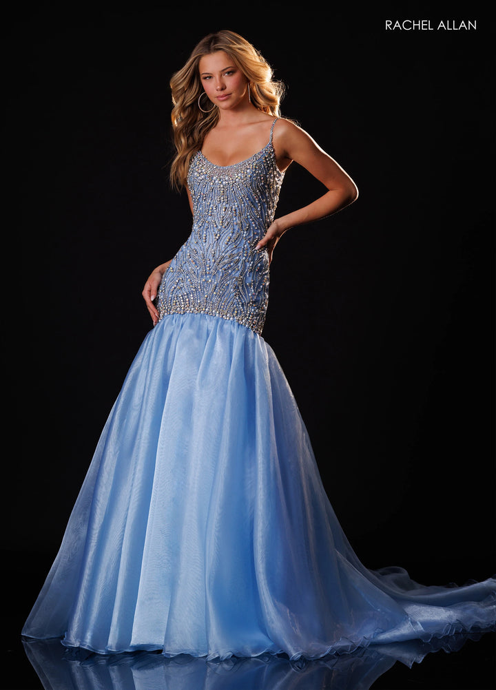 Rachel Allan 50433 Crystal Beaded Mermaid Pageant Dress - FOSTANI.com