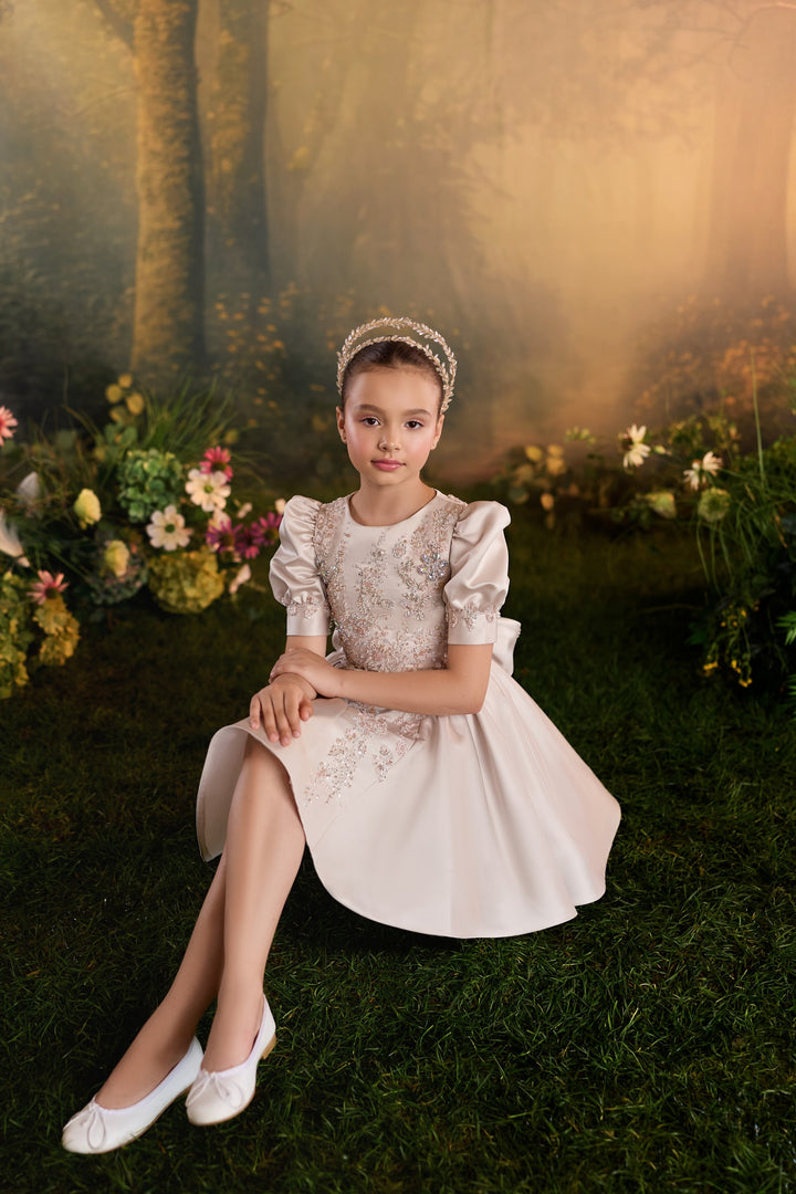 Pentelei 3941 Rhinestone Floral Embroidered Ball Gown Kids Dress