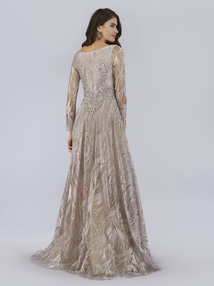 Lara 29753 - Long Sleeves Beaded Ballgown - FOSTANI