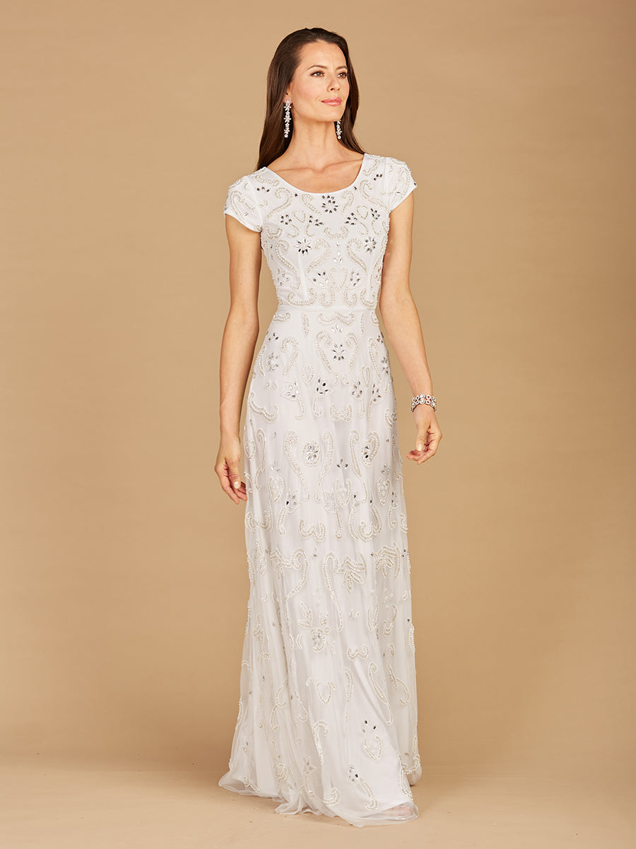 Lara Cap Sleeve Beaded Bridal Gown - FOSTANI