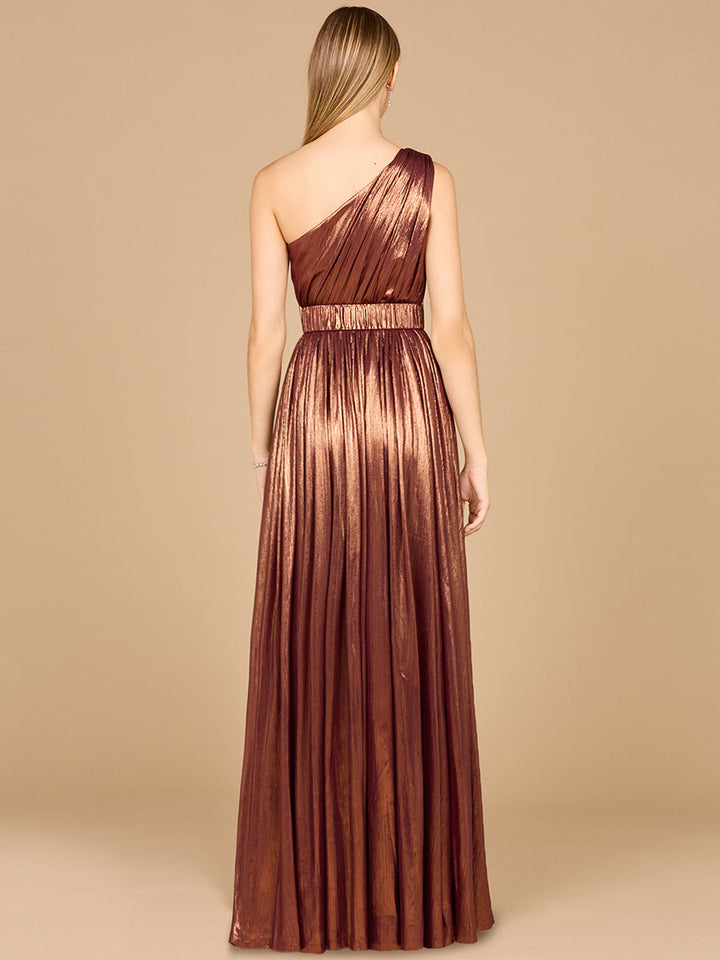 Lara 8122 - One Shoulder Metallic Dress - FOSTANI