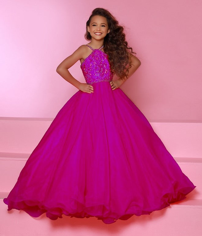 Sugar Kayne C143 Girls Pageant Dress Ballgown Ruffle Organza Train - FOSTANI