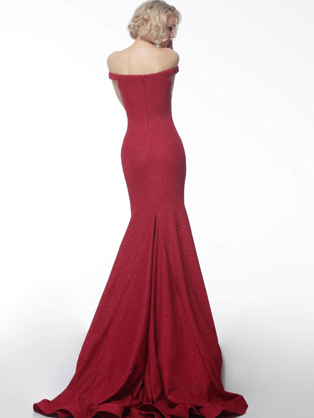 Jovani - 55187 Off-Shoulder Glittered Mermaid Gown - FOSTANI