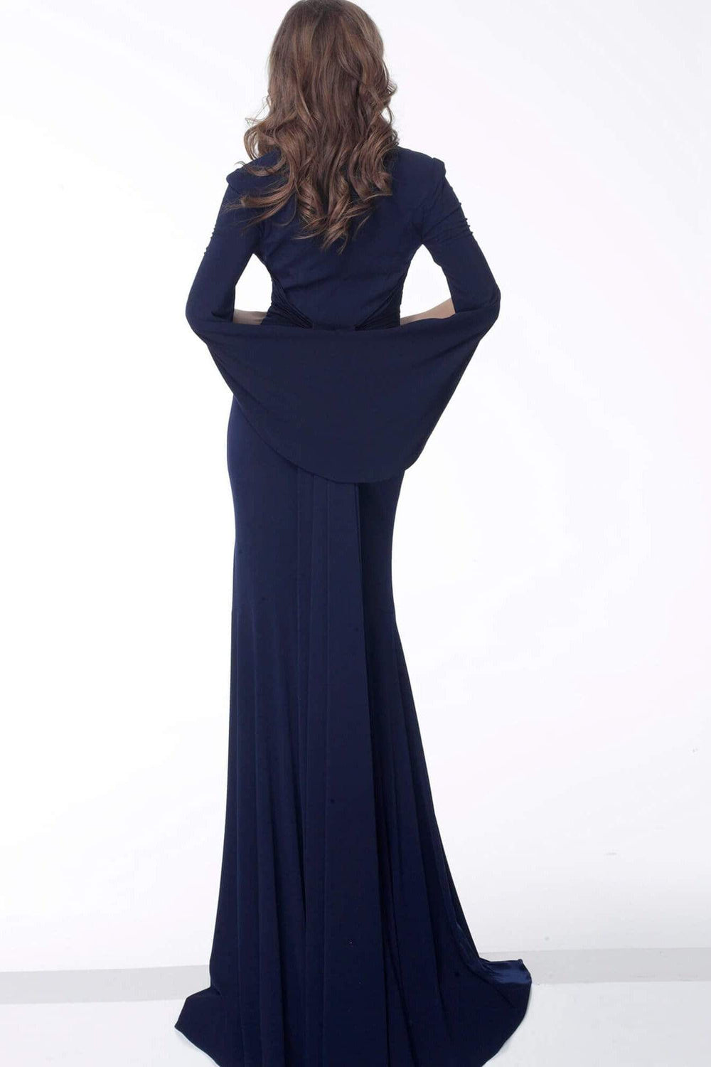 Jovani - 63851 Stretch Jersey Plunging V-Neck Trumpet Dress - FOSTANI