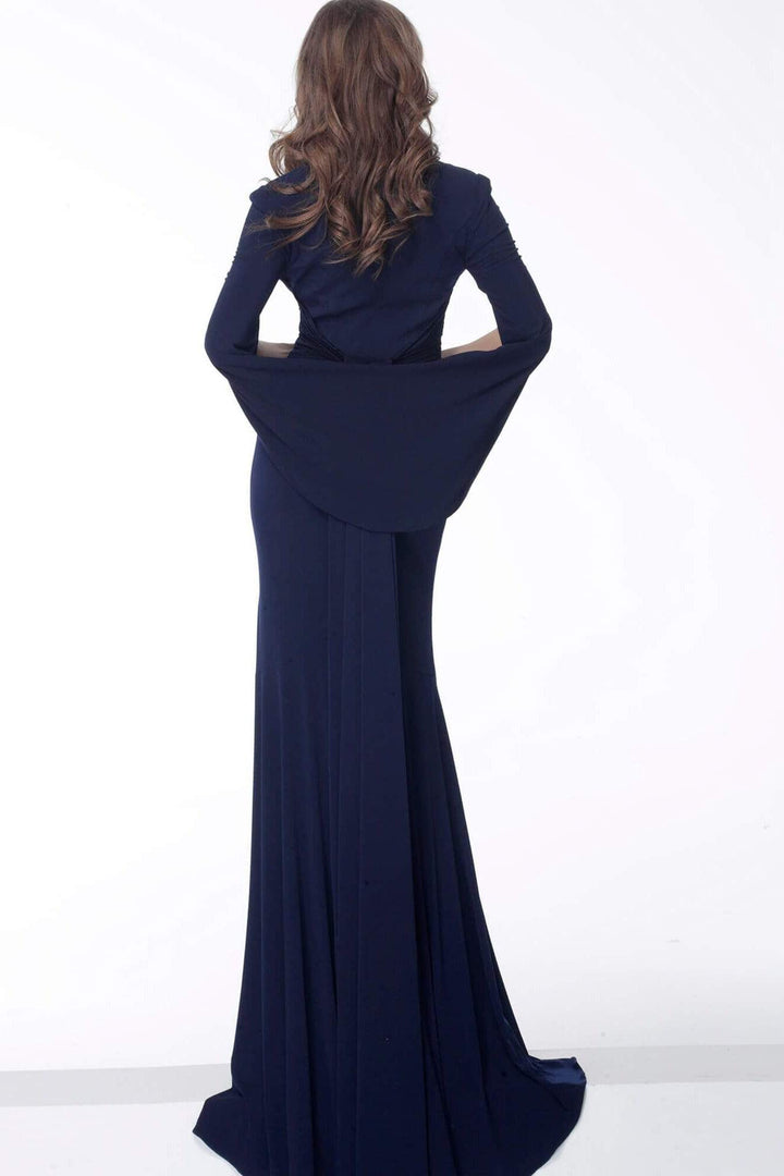 Jovani - 63851 Stretch Jersey Plunging V-Neck Trumpet Dress - FOSTANI