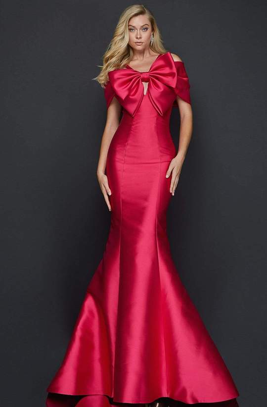 TERANI COUTURE 2012E2279 BOW ACCENTED MERMAID DRESS - FOSTANI