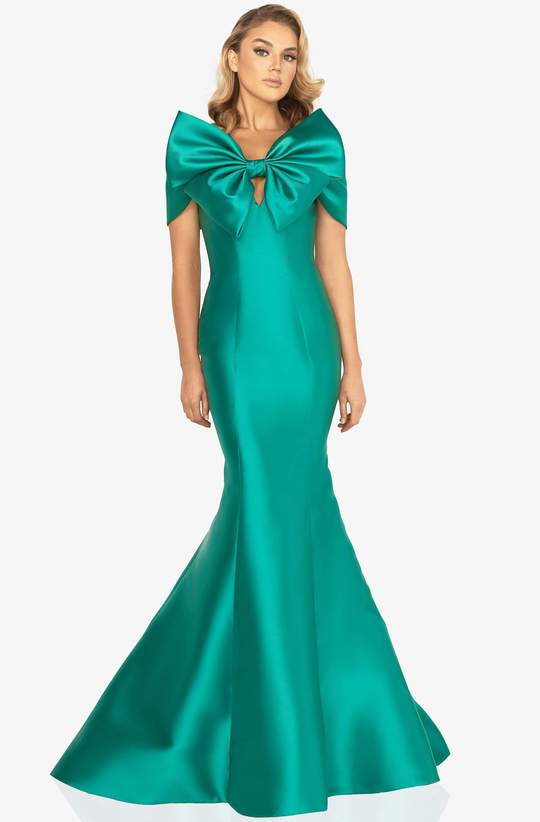 TERANI COUTURE 2012E2279 BOW ACCENTED MERMAID DRESS - FOSTANI